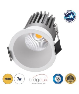 GLOBOSTAR® MICRO-B 60243 Χωνευτό Downlight Σποτ LED 7W 875lm 38° AC 220-240V IP20 Θερμό Λευκό 2700K - Bridgelux COB Chip & TÜV SÜD Driver - Λευκό Ματ - Μ6 x Π6 x Υ7.8cm - Q5cm - 5 Χρόνια Εγγύηση